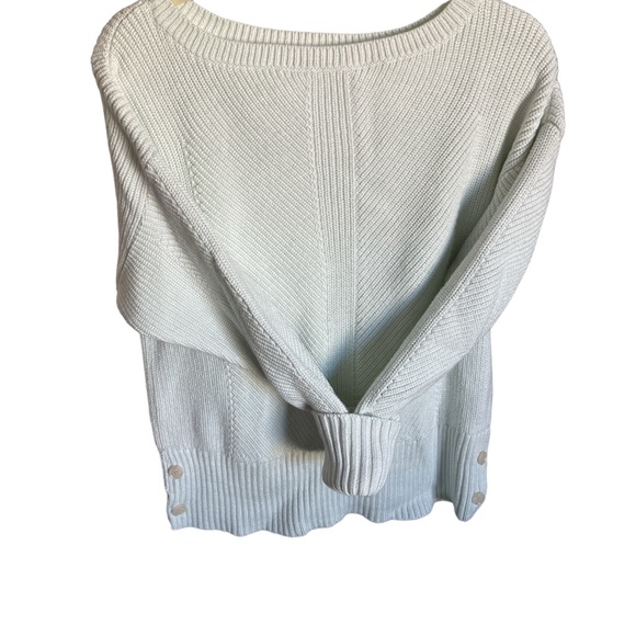 Ann Taylor Knit Sweater Pale Mint with side button detail Large - Picture 10 of 11